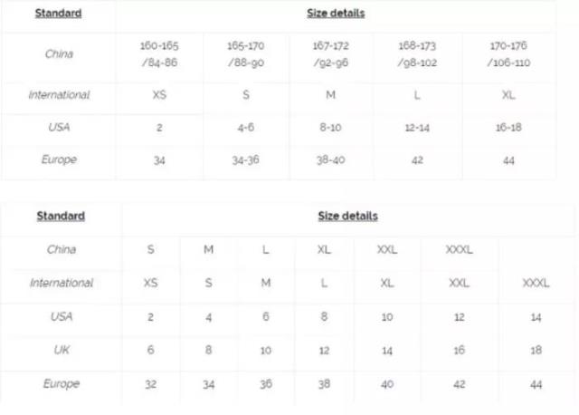 内衣尺寸对照表(中英衣服鞋码内衣尺寸对比)(3)