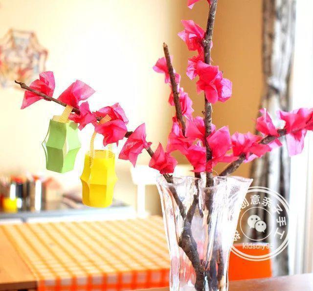 幼儿园新年手工集合:灯笼鞭炮樱花树等,五个教程三岁孩子可学习