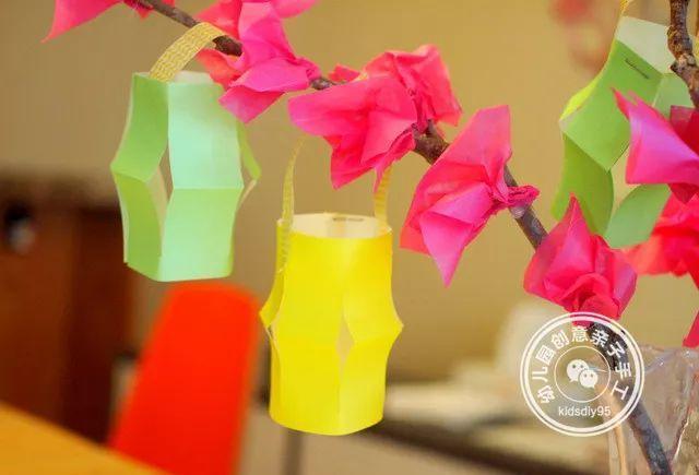 幼儿园新年手工集合:灯笼鞭炮樱花树等,五个教程三岁孩子可学习