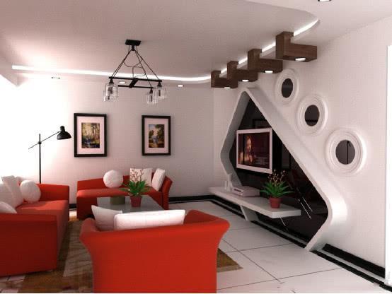 客厅不要在做电视背景墙了，现在都流行做石膏线，这样更好看！