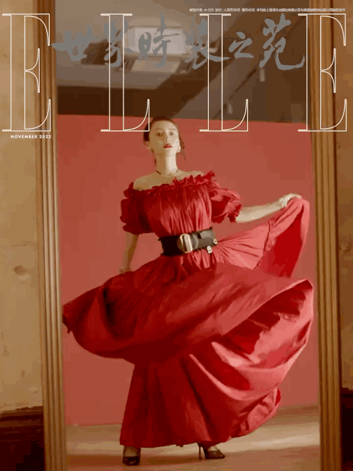 Angelababy杂志封面写真大片,红舞裙造型太惊艳了