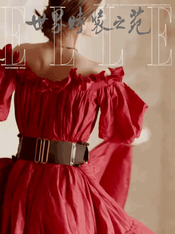 Angelababy杂志封面写真大片,红舞裙造型太惊艳了